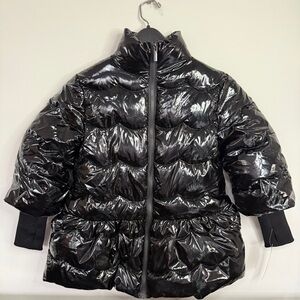 Habitual Girl's NWT Black Shiny Crop Bell Sleeve Puffer Jacket Coat Size 10